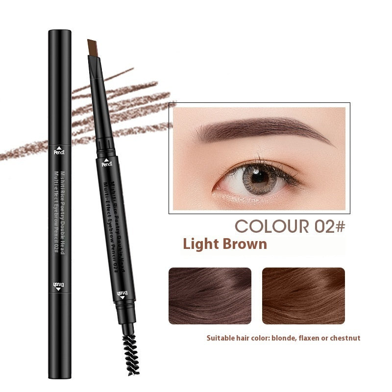 Double-Headed Waterproof Automatically Rotate Eyebrow Pencil in Light Brown - Teleplus waterproof automatically rotate