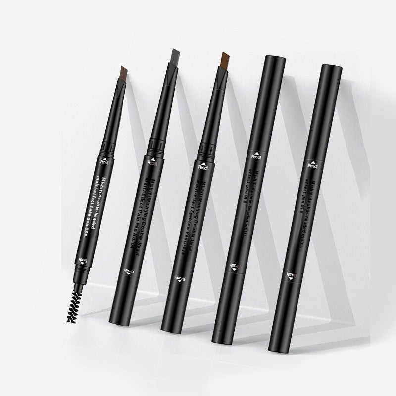 Double-Headed Waterproof Automatically Rotate Eyebrow Pencil in Light Brown - Teleplus waterproof automatically rotate