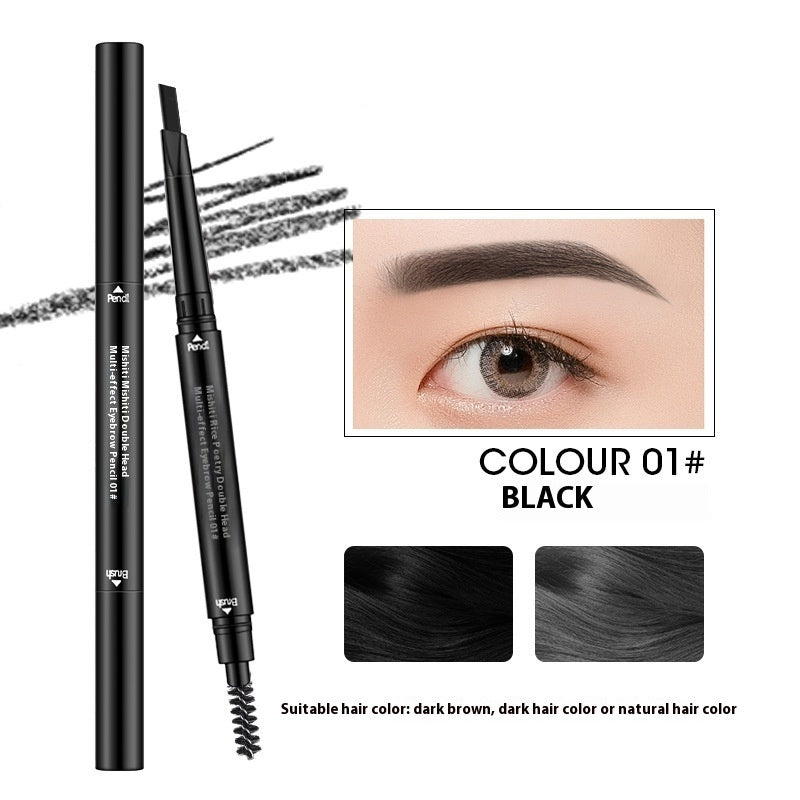 Double-Headed Waterproof Automatically Rotate Eyebrow Pencil in Light Brown - Teleplus waterproof automatically rotate