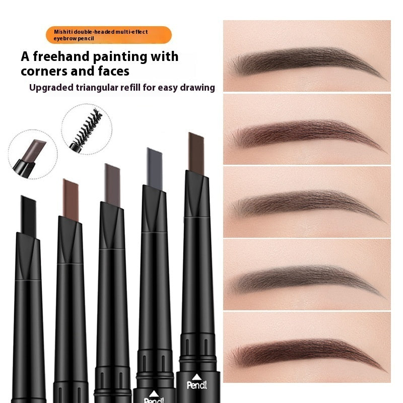 Double-Headed Waterproof Automatically Rotate Eyebrow Pencil in Light Brown - Teleplus waterproof automatically rotate