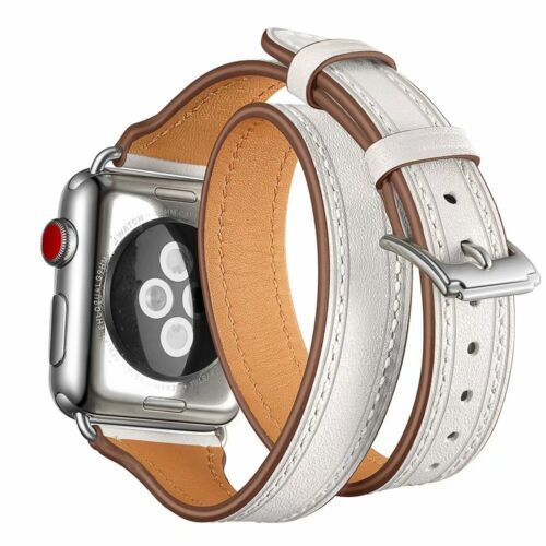 Double loop leather watch strap - Double Loop Leather Watch Strap in Cowhide Silver Buckle