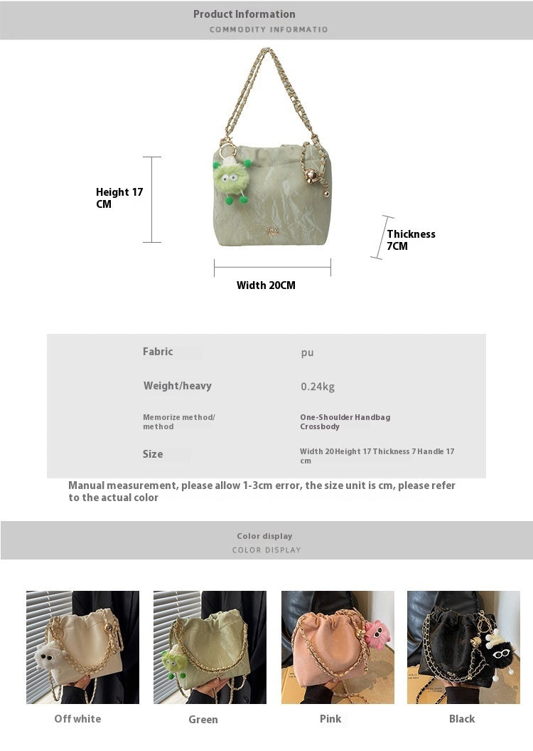 Drawstring Pleated Bucket Bag with Inner Document Pouch and Urban Style - Teleplus drawstring pleated bucket bag