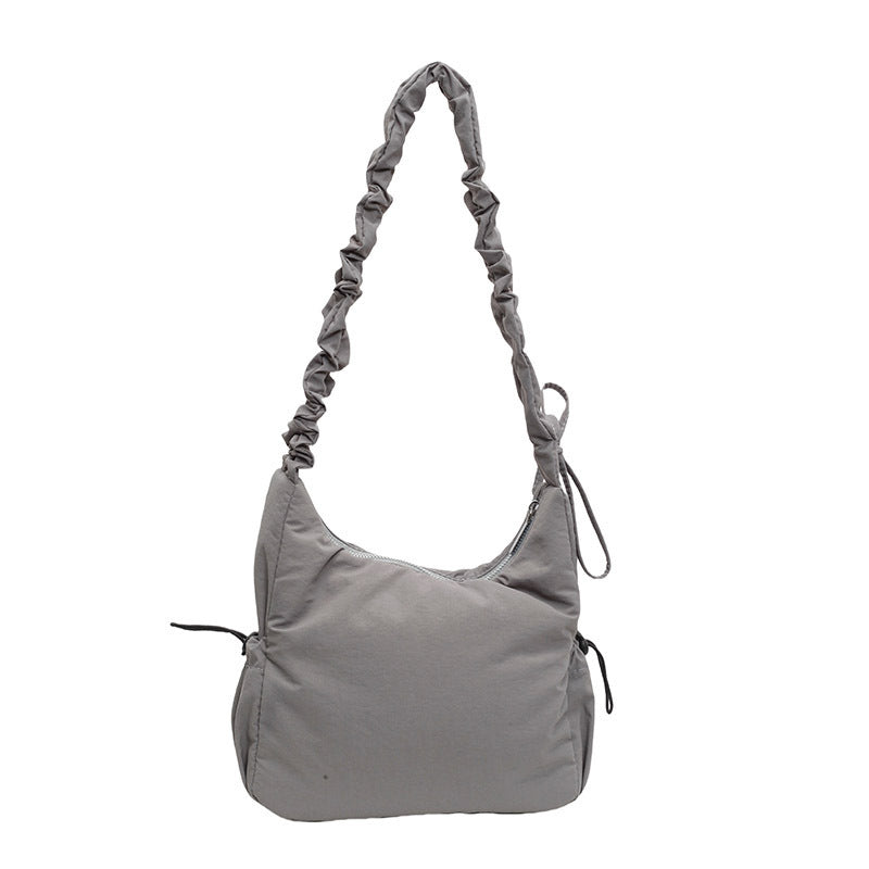 Drawstring Ruffle Cloud Shoulder Messenger Bag in Polyester for Daily - Teleplus drawstring ruffle cloud portable