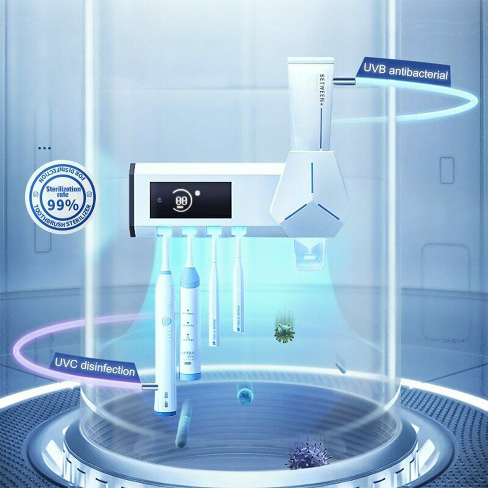 Dual Mode Wall Mounted UVC Ultraviolet Toothbrush Sterilizer System - Teleplus toothbrush sterilizer dual mode wall
