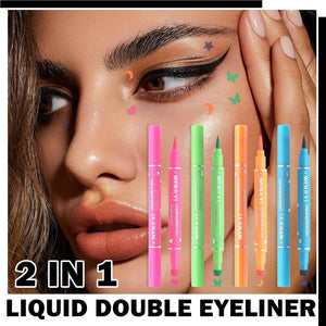 Dual Tip Liquid Eyeliner with Stamp Pen for Precise Eye Makeup - Teleplus liquid eyeliner dual tip stamp pen precise