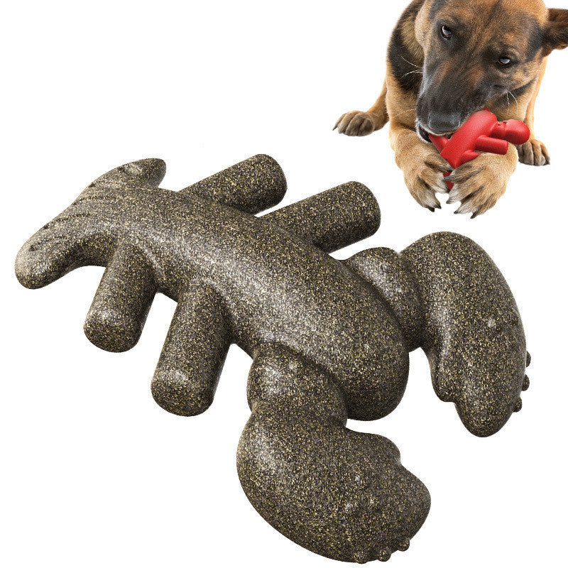 Durable Dog Chew Toy for Teeth Cleaning Natural Wood and Red Plastic - Cleaner