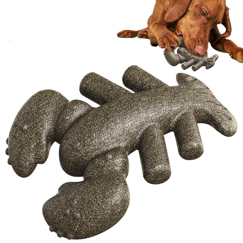 Durable Dog Chew Toy for Teeth Cleaning Natural Wood and Red Plastic - Cleaner