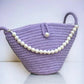 Women lilac pearl design shoulder bag elegant daily handbag