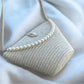 Women beige pearl design classic shoulder bag elegant daily handbag