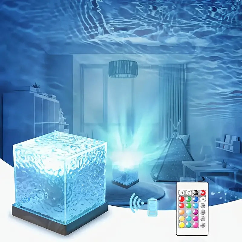 Dynamic Rotating Water Wave Projector with Color USB Charging and Remote Control - color usb charging dynamic rotating