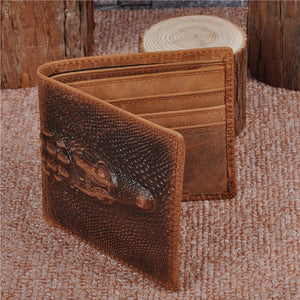 Leather Hand-stitched Short Wallet Crazy Horse Leather Cowhide Retro - Crazy Horse Wallet for Stylish Cows and Humans