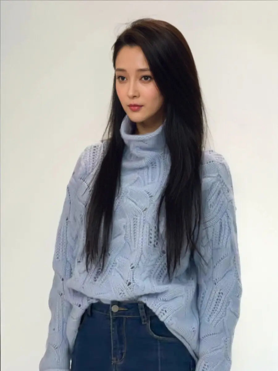 3D mintázatú gyapjúkeverék pulóver pulóver több színű és méretű nők számára