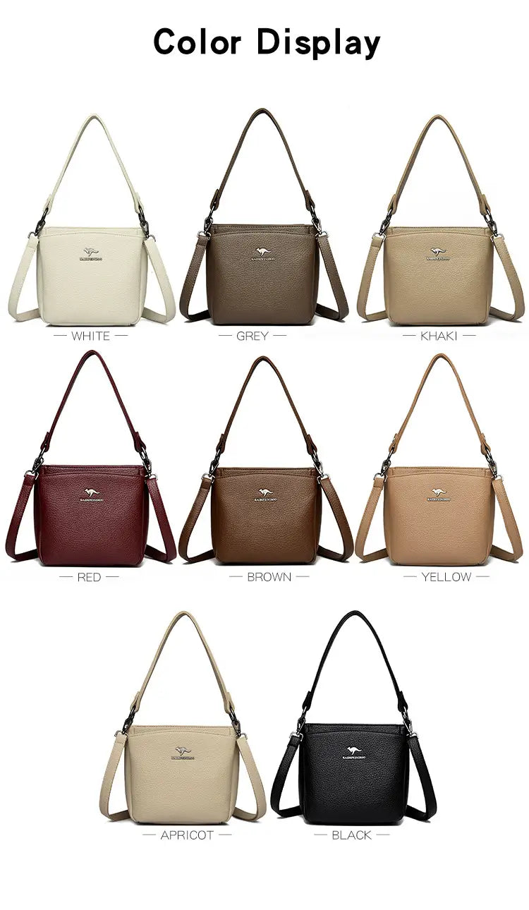 Rucsac cu valiză cu găleată din piele moale cu buzunar telefonic mai multe culori