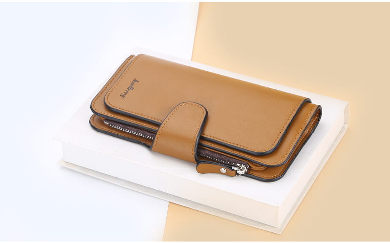 Portfel skórzany z litego koloru z poliestrową podszewką na codzienne