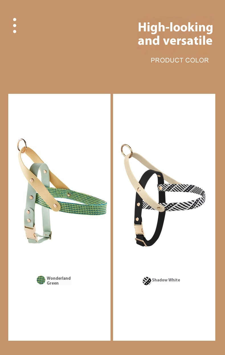 Collier de chien en nylon en nylon réglable et harnais avec anneau de chaîne pour animaux de compagnie