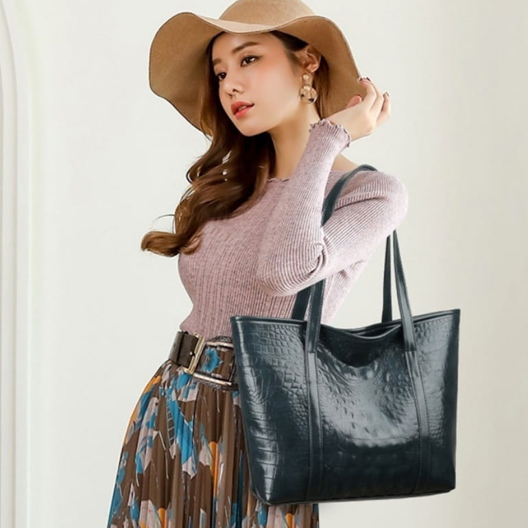 Sac à bandoulière PU à motif de crocodile avec sac à main plusieurs couleurs de poche 3D