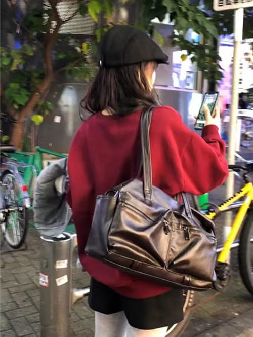 Sac fourre-tout en cuir Pu rétro sac à main de l'épaule américaine européenne grande capacité