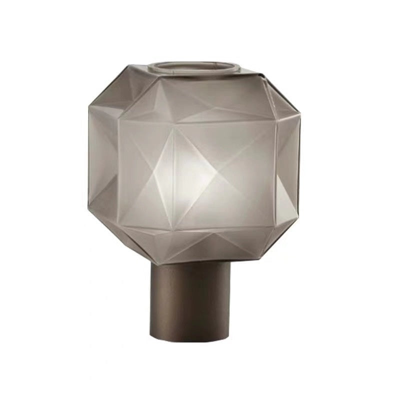 E27 Art Glass Table Lamp with Smoke Gray Finish for Bedroom or Living Room - Teleplus bedside art glass table lamp