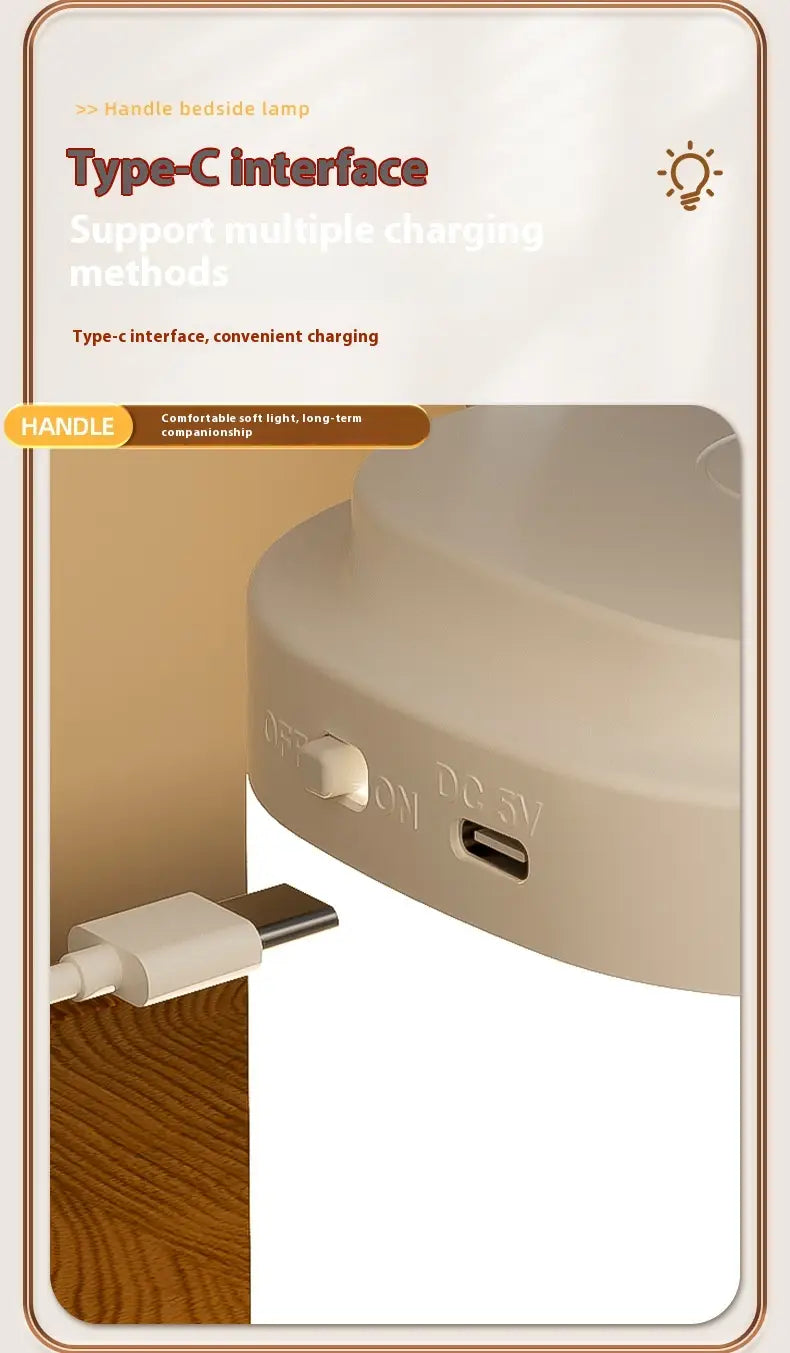 Rechargeable Portable Table Lamp with Tricolor LED Light and Remote Control