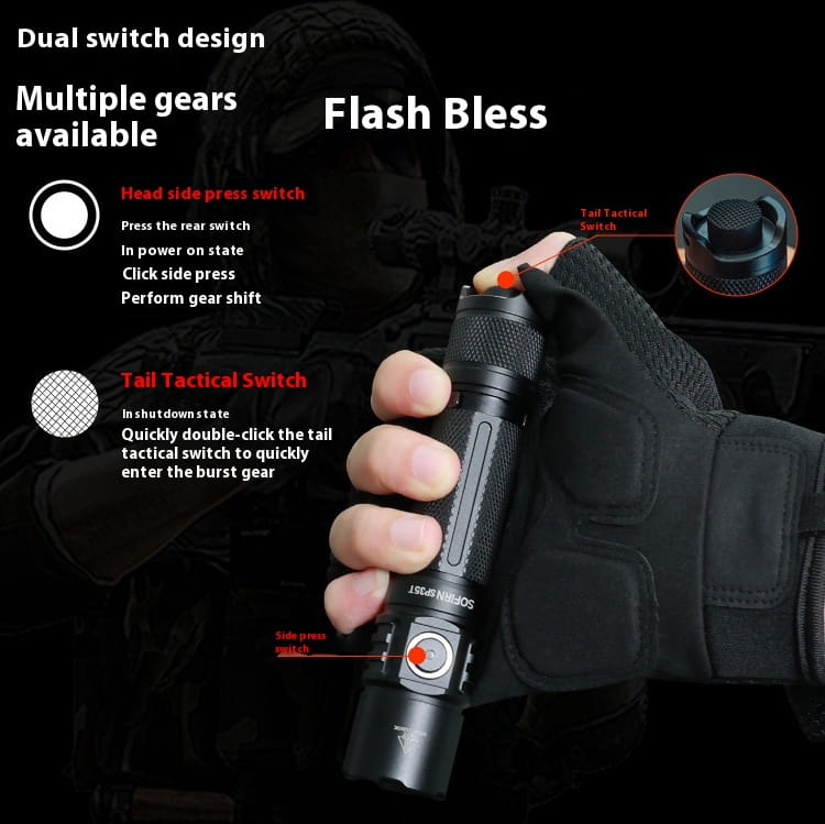 40W Black Battery Flashlight for Outdoor Camping Equipment and Long Shot Outdoors