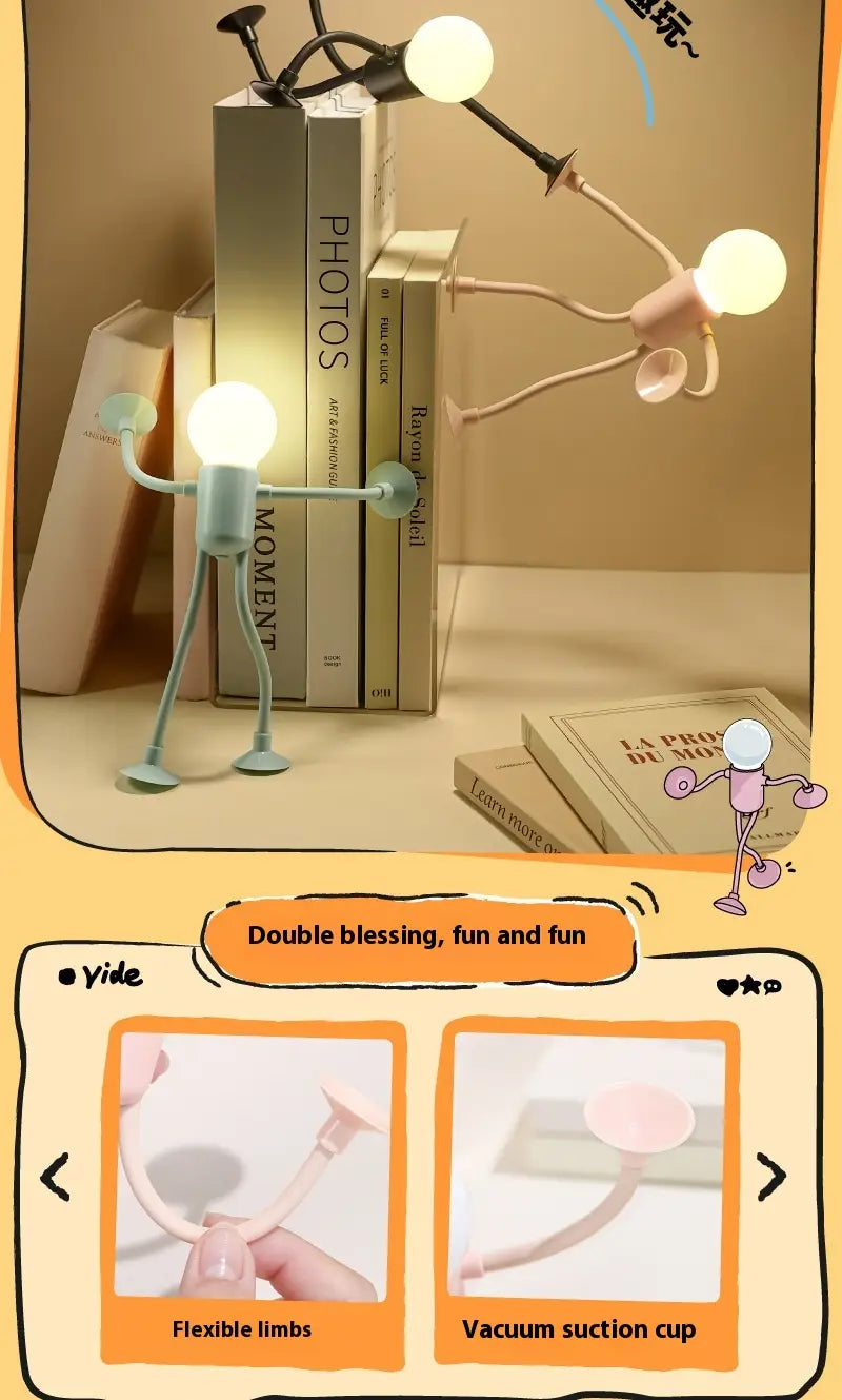 Mini Vacuum Adsorption Night Light with Button Battery Table Decoration