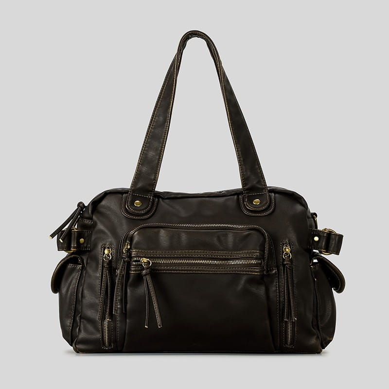 Geanta de căptușeală din piele maro și negru PU pentru femei pentru femei