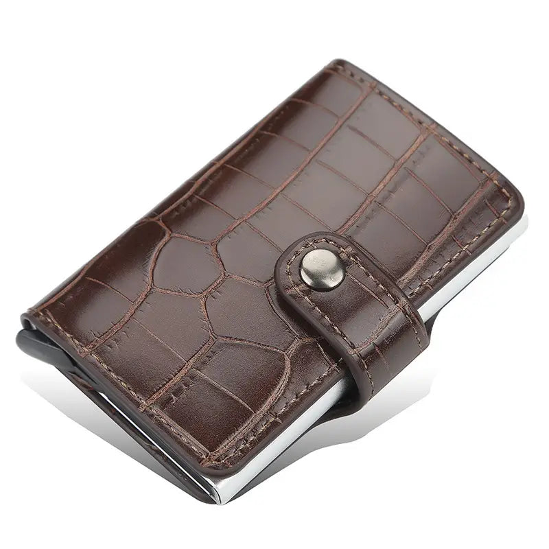 Unisex PU Leather Card Holder with Magnetic Buckle for United States Markets