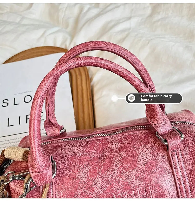 Borsa a tracolla a tracolla in pelle morbida con cerniera per donna