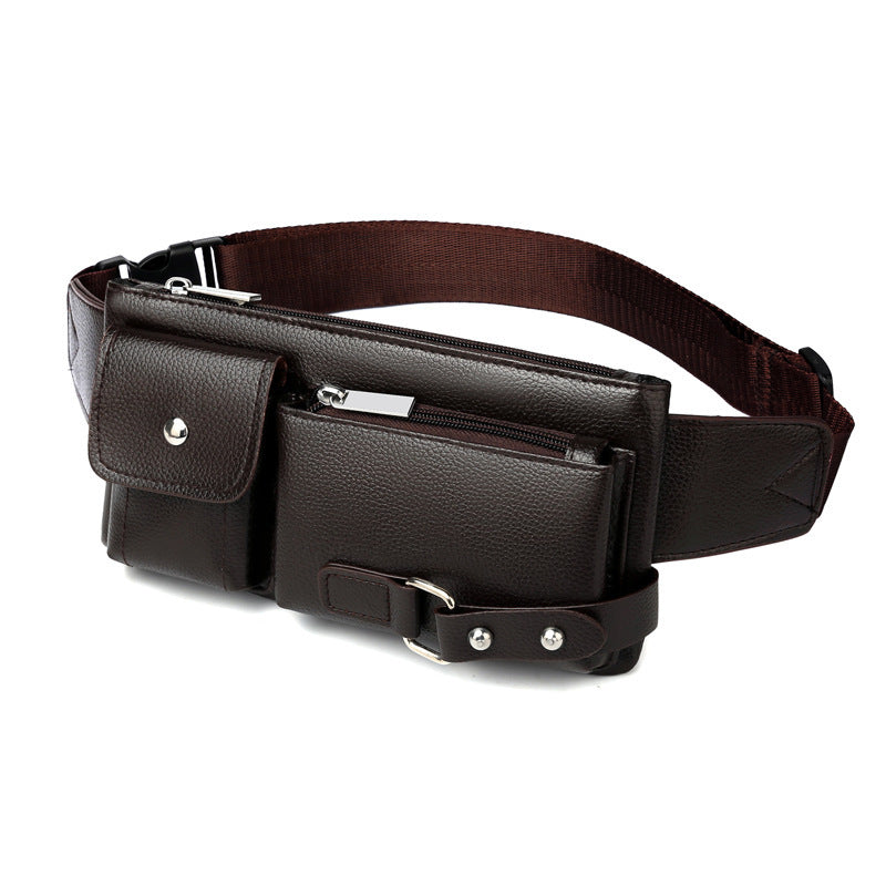 Men’s Belt Bag Classic Solid Color PU Leather Waist Bag Outdoor Leisure Travel Fanny Pack Purse - Fanny Pack for Men