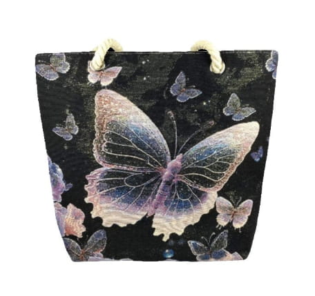 Fantasy Purple Butterfly Silk Embroidered Handbag for Travel and Leisure