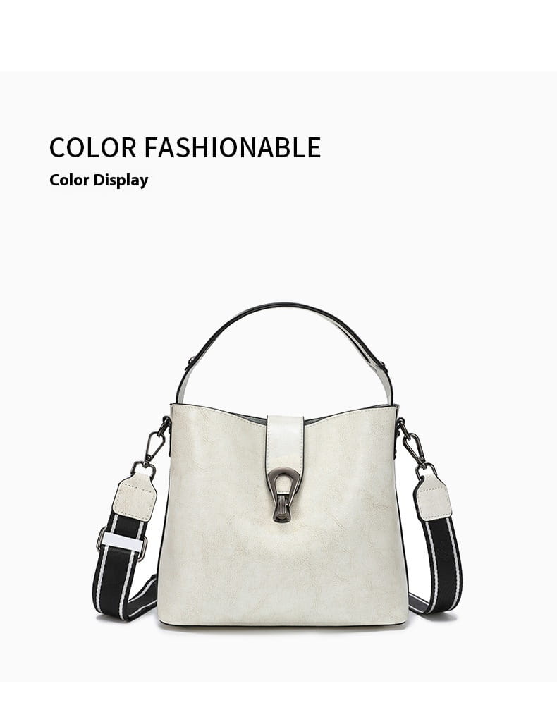 Winter Bucket Bag Shoulder Messenger with Leather and Polyester Cotton Lining