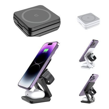 Folding Three-in-one Wireless Charger Portable Magnetic Suction - Folding Wireless Charger for Power-Hungry Minimalists