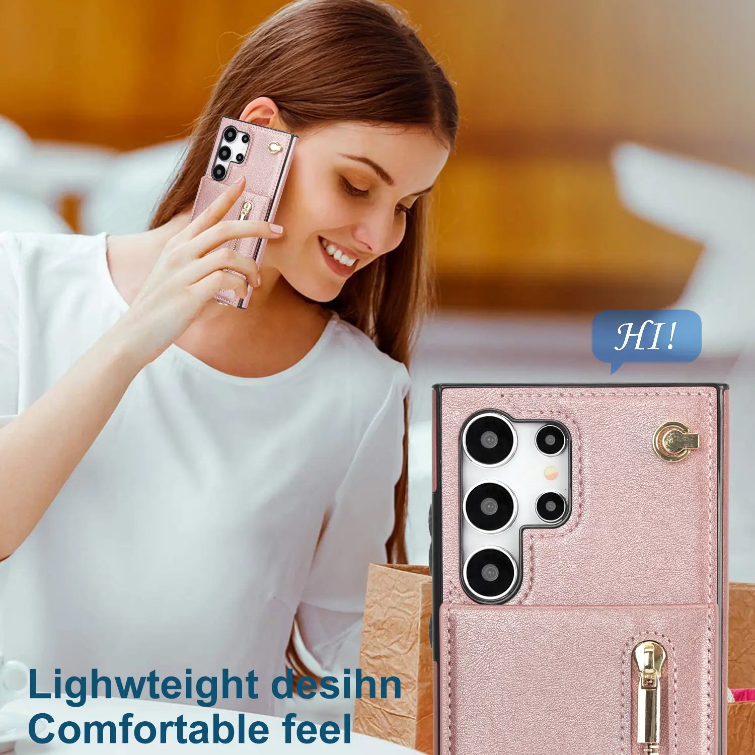 Samsung Card Holder Phone Case with Stand PU TPU Handmade Japanese Korean Style