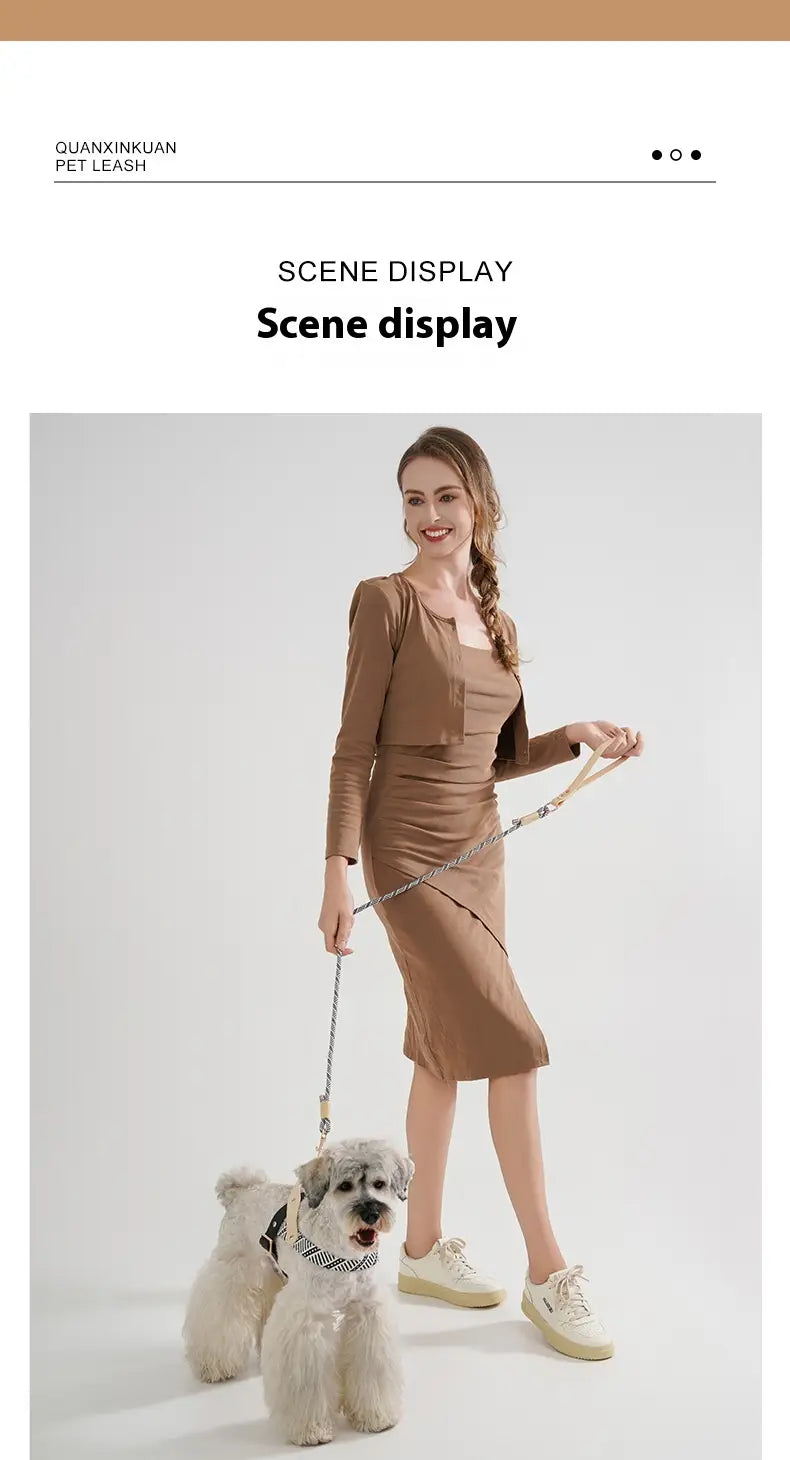 Collier de chien en nylon en nylon réglable et harnais avec anneau de chaîne pour animaux de compagnie