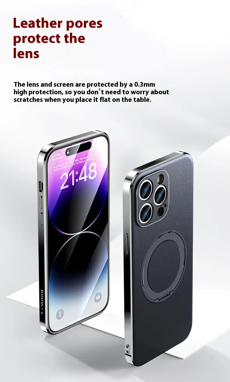 Plain Napa Texture Magnetic Rotating Phone Bracket for Cases in Multiple Colors