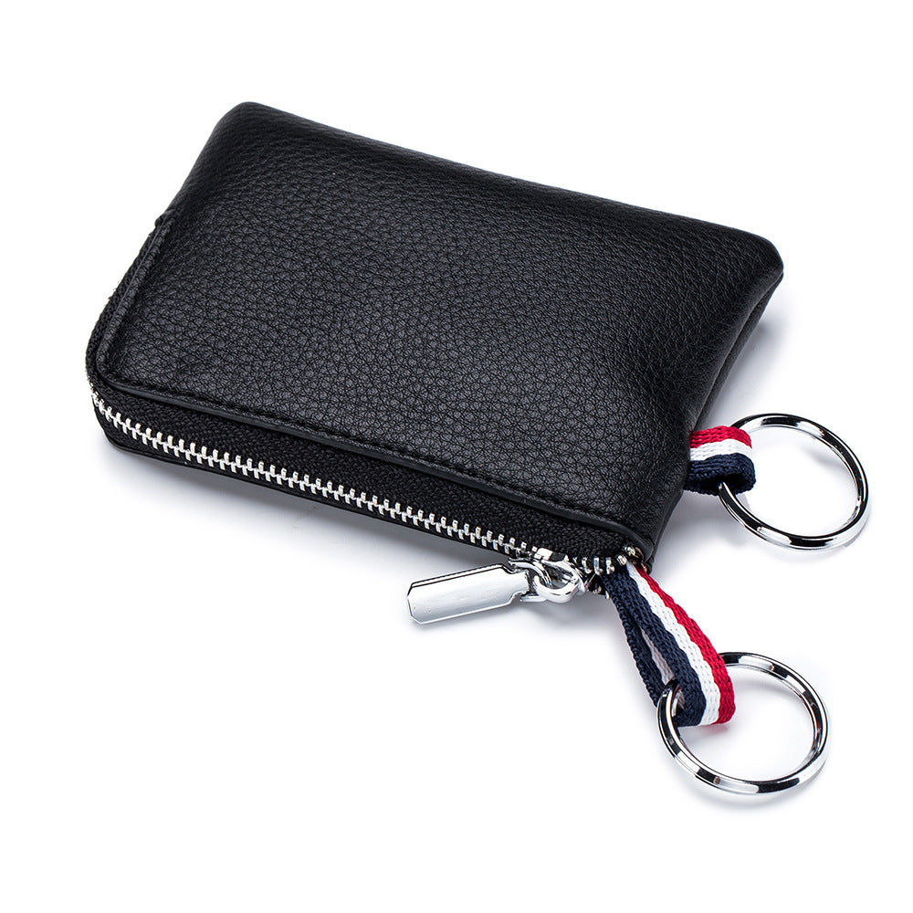 Men’s Coin Purse European And American Leather Mini Wallet Soft Leather Zip Coin Driving License Key Case Card Holder