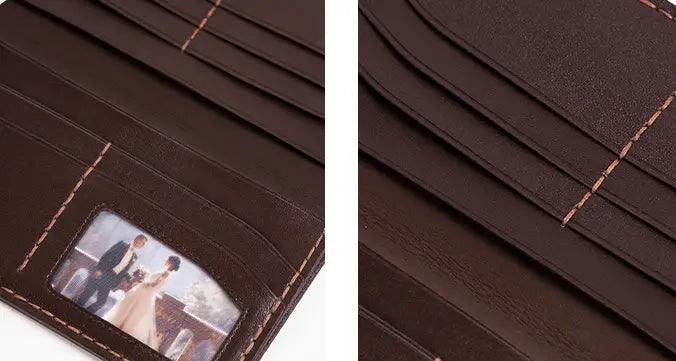 Men’s Leather Wallet US Shipping Open Square Business Bag in Black or Brown