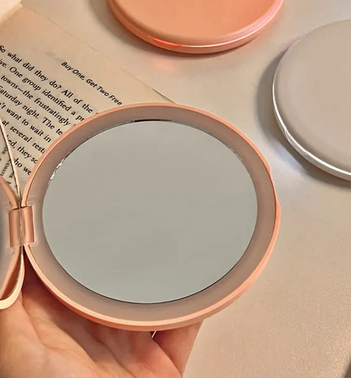 Portable LED Makeup Mirror with USB Charging and Warm White Light