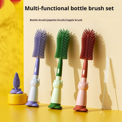 Baby Bottle Brush Multifunctional Edible Silicon Cleaning Pacifier Brush - Baby Bottle Brush Fun Pack with OPP Bag