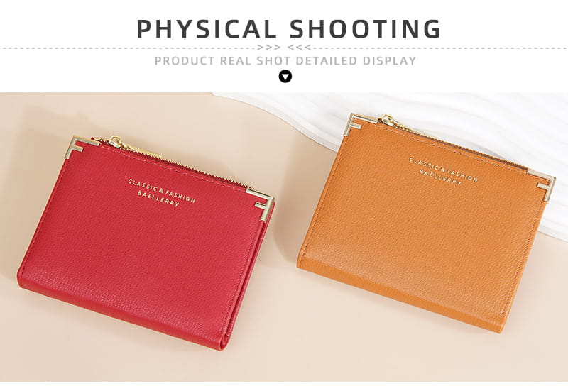 Mitmevärviline sünteetiline nahast rahakott kaardipesade ja kompaktse kujundusega