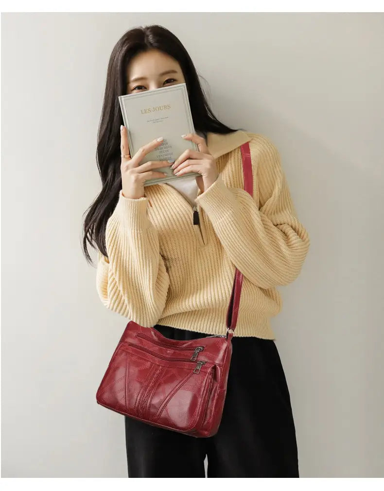 Mála Eagraí Suitcase Leathar PU le póca zipper le haghaidh taistil agus stórála