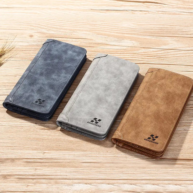 Fashionable Long Men’s PU Leather Wallet in Various Colors for United States and CHF Markets