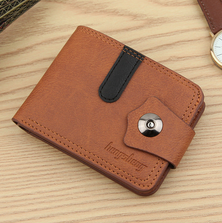 Men’s Boys Wallet Mini Short - Men’s Boys Mini Short Leather Button Wallet for Fun