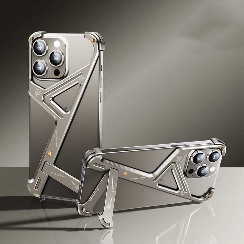 Geometric Case Suitable For 15 Promax Phone Case Metal Borderless With Bracket