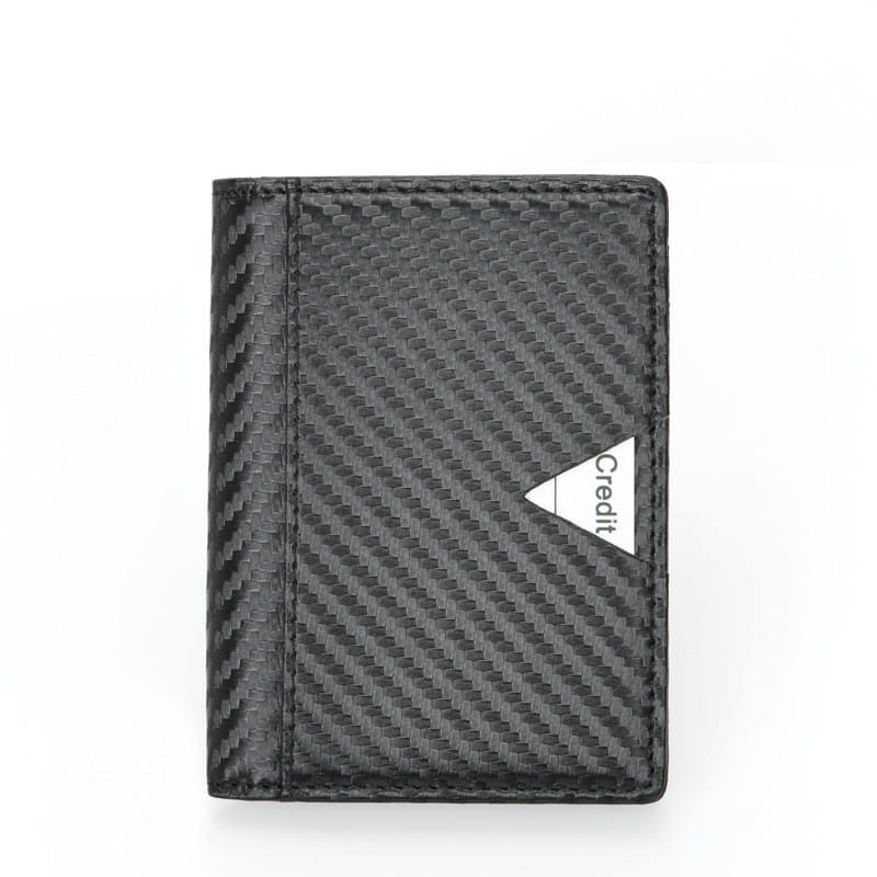 Microfiber Leather Bag with Card and Wallet Compartments in Black Carbon Fiber