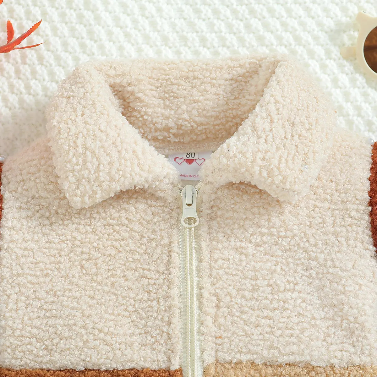 Cute Polar Fleece Zipper Jacket for Kids in Solid Colors