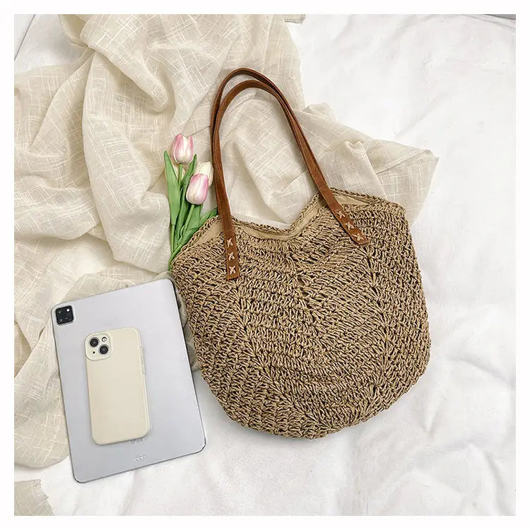 White Cotton Linen Tote Bag Large Travel Shoulder for Women and Men