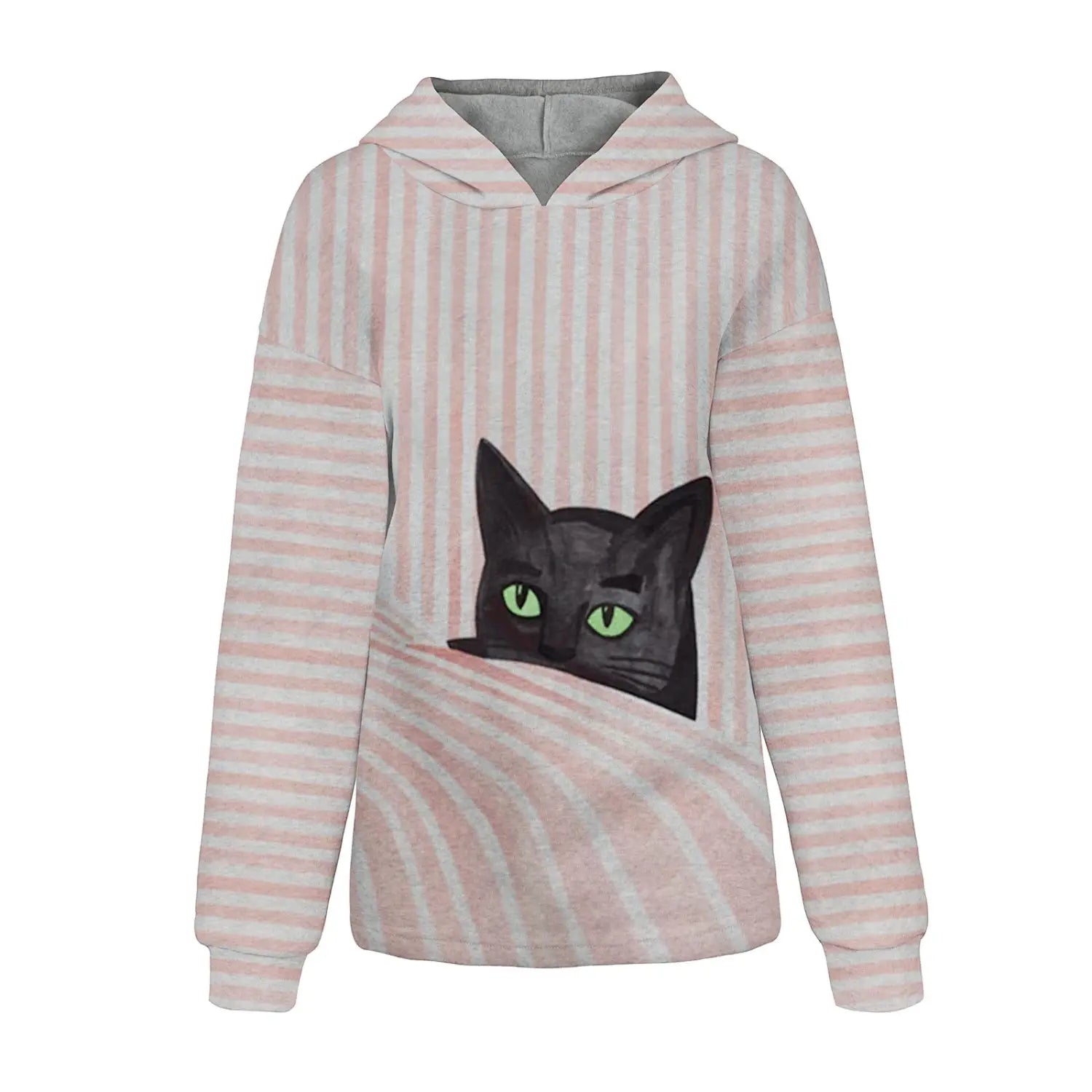 Long Sleeve Pullover Polyester Blend Top Women’s Pink Red Black Gray S-3XL