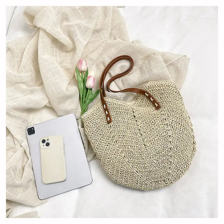 White Cotton Linen Tote Bag Large Travel Shoulder for Women and Men