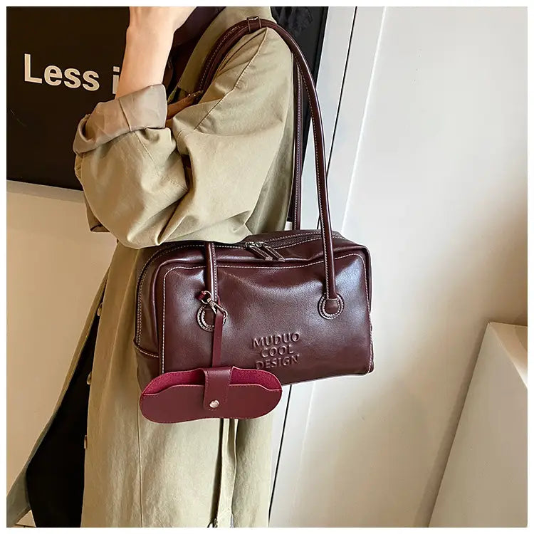 Casual Tote Bag Retro Fashion Polyester Cotton Brown and Red